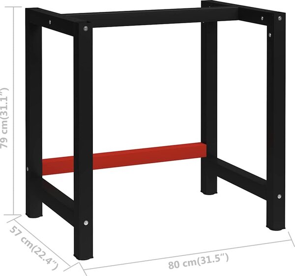 VidaXL Kovový rám pracovního stolu 80 x 57 x 79 cm černá a červená [147927]