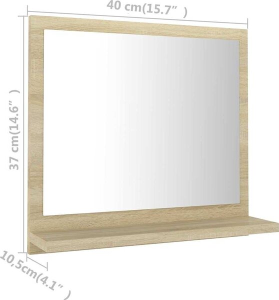 VidaXL Koupelnové zrcadlo 40 x 10,5 x 37 cm dřevotříska [804561] Barva: dub sonoma