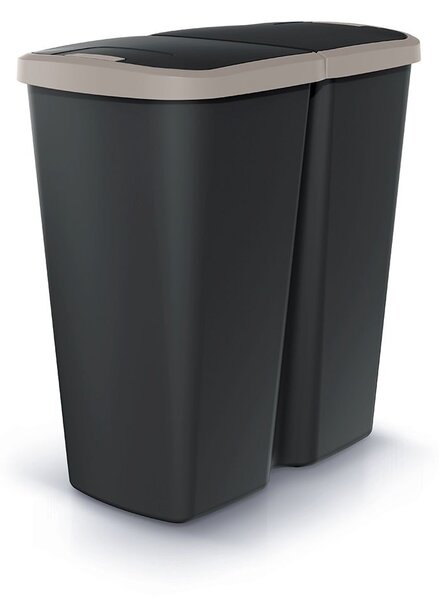 Prosperplast Odpadkový koš COMPACTO DUA černý/světle hnědý, varianta 45 l