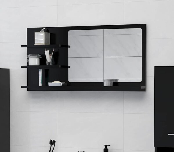 VidaXL Koupelnová skříňka se zrcadlem 90x11x45 cm kompozit [805022] Barva: Černá