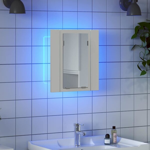 VidaXL Koupelnová skříňka se zrcadlem a LED 40x12x45 cm [804949] Barva: Betonová šedá