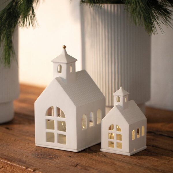 Porcelánový svícen Domek - Kaple 14 cm