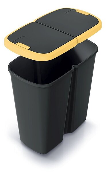 Prosperplast Odpadkový koš COMPACTO DUA černý/žlutý, varianta 45 l
