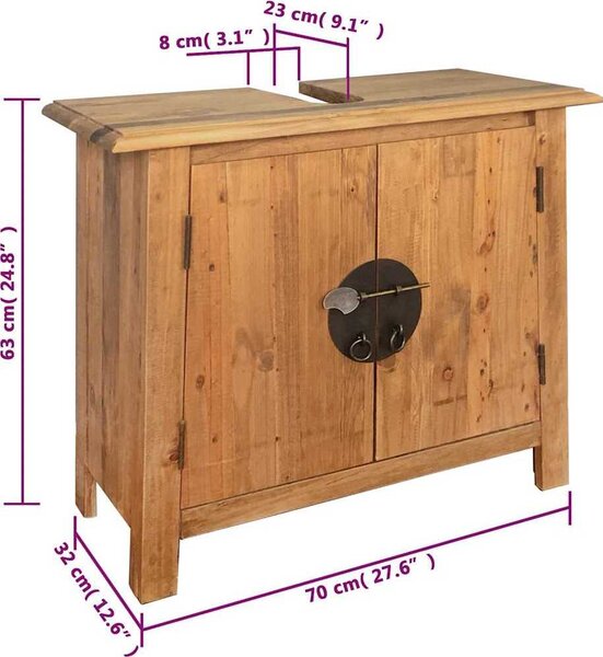 VidaXL Koupelnová skříňka pod umyvadlo masivní borové dřevo 70x32x63cm [246035]