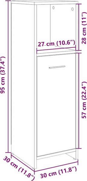 VidaXL Koupelnová skříňka 30 x 30 x 95 cm kompozitní dřevo [802591] Barva: Bílá