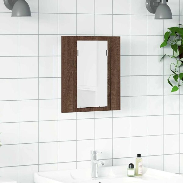 VidaXL Koupelnová skříňka se zrcadlem a LED 40x12x45 cm [804949] Barva: hnědý dub