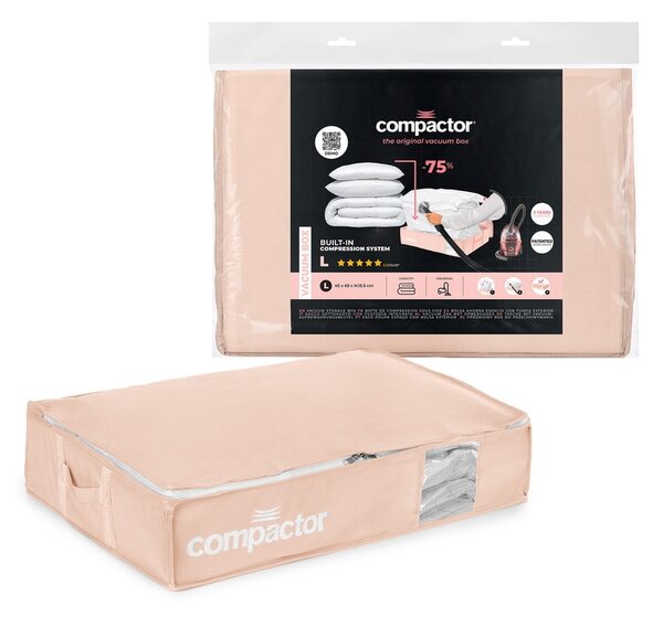 Vakuový plastový úložný box pod postel 65x45x15,5 cm Pink Edition – Compactor
