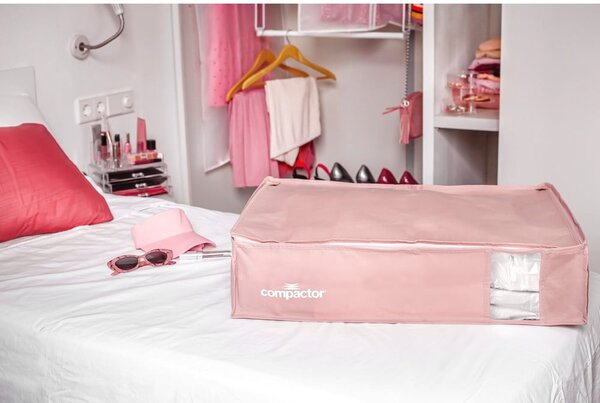 Vakuový plastový úložný box pod postel 65x45x15,5 cm Pink Edition – Compactor