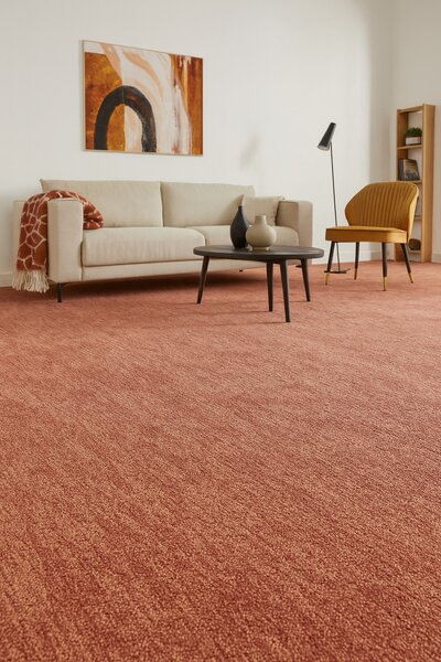 Spoltex, Metrážový koberec Leon 21844 Terra, na míru, šíře 4m, oranžová, filc, ložnice