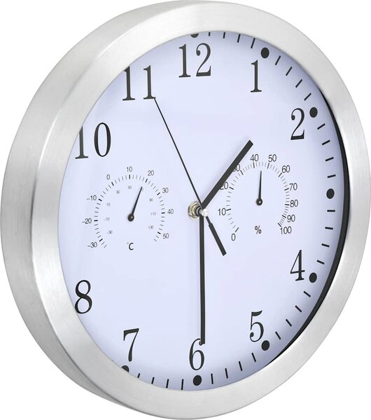 VidaXL Nástěnné hodiny strojek Quartz vlhkoměr a teploměr 30 cm [50623] Barva: Bílá