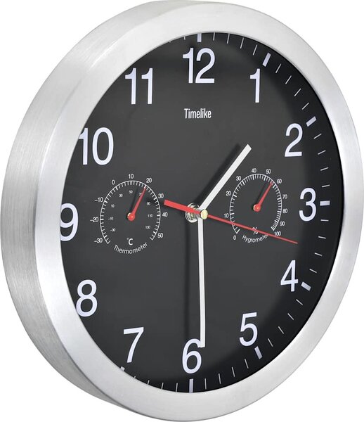VidaXL Nástěnné hodiny strojek Quartz vlhkoměr a teploměr 30 cm [50623] Barva: Bílá