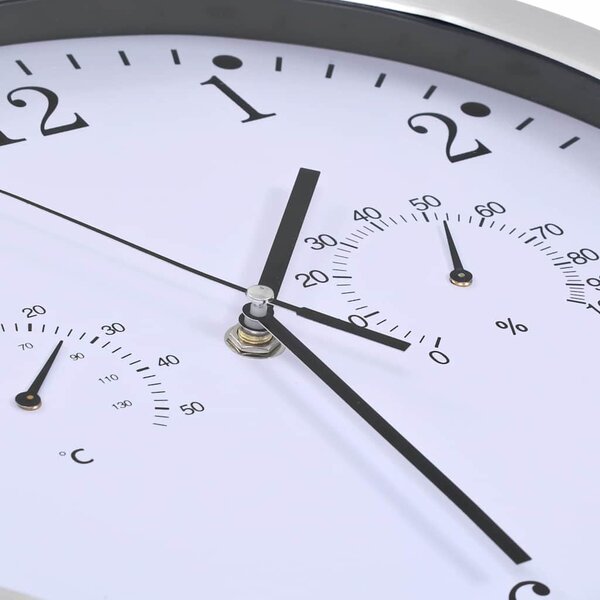 VidaXL Nástěnné hodiny strojek Quartz vlhkoměr a teploměr 30 cm [50623] Barva: Bílá