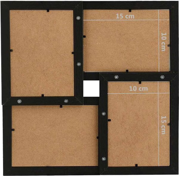 VidaXL Kolážový fotorámeček na 4 obrázky (10 x 15 cm) MDF [332774] Barva: Černá