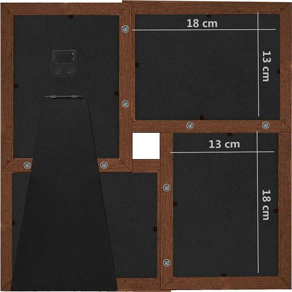 VidaXL Kolážový fotorámeček na 4 obrázky (13 x 18 cm) MDF [332773] Barva: tmavě hnědá