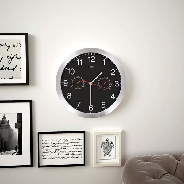VidaXL Nástěnné hodiny strojek Quartz vlhkoměr a teploměr 30 cm [50623] Barva: Bílá