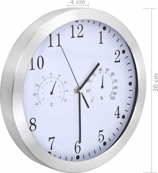 VidaXL Nástěnné hodiny strojek Quartz vlhkoměr a teploměr 30 cm [50623] Barva: Bílá