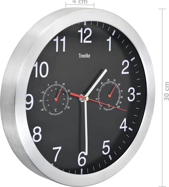 VidaXL Nástěnné hodiny strojek Quartz vlhkoměr a teploměr 30 cm [50623] Barva: Bílá