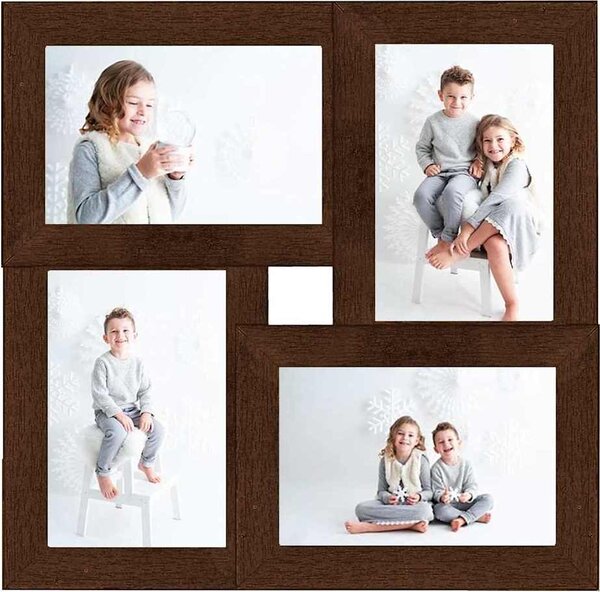 VidaXL Kolážový fotorámeček na 4 obrázky (10 x 15 cm) MDF [332774] Barva: Černá