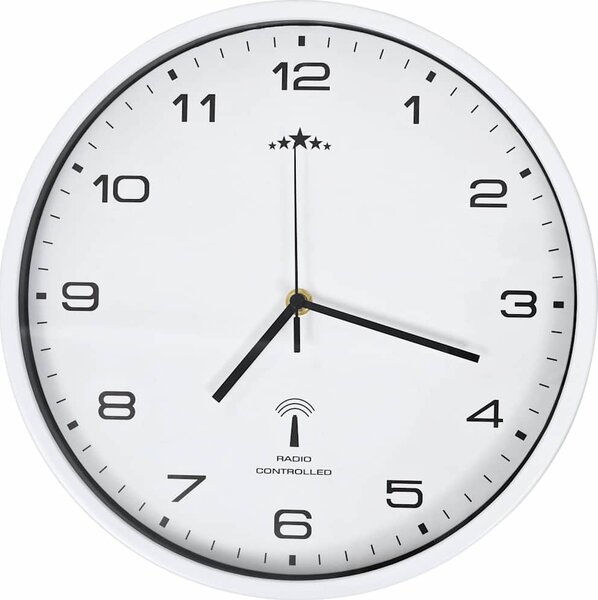 VidaXL Rádiem řízené nástěnné hodiny se strojkem Quartz 31 cm [50616] Barva: Bílá a černá