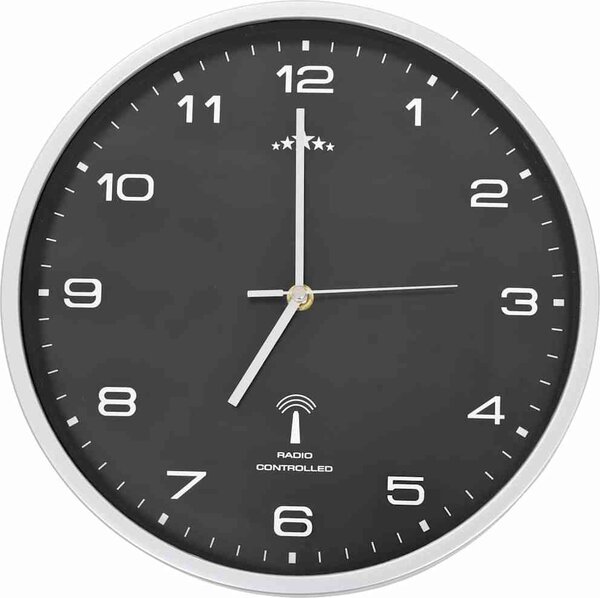 VidaXL Rádiem řízené nástěnné hodiny se strojkem Quartz 31 cm [50616] Barva: Bílá a černá
