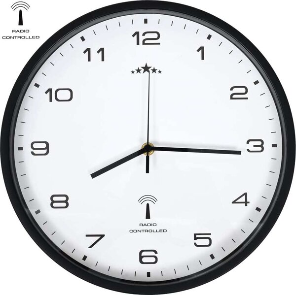 VidaXL Rádiem řízené nástěnné hodiny se strojkem Quartz 31 cm [50616] Barva: Bílá a černá
