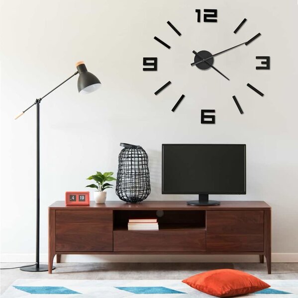 VidaXL 3D Nástěnné hodiny moderní design 100 cm XXL [325157] Barva: Černá