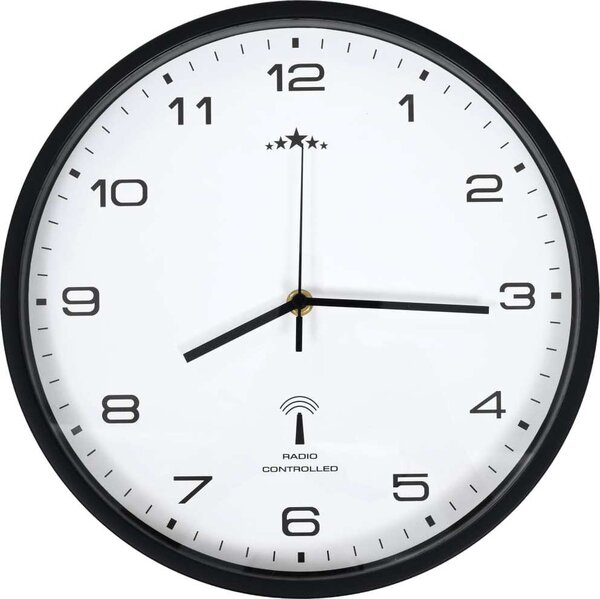 VidaXL Rádiem řízené nástěnné hodiny se strojkem Quartz 31 cm [50616] Barva: Bílá a černá