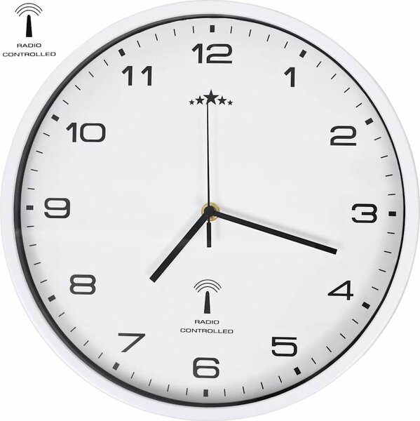 VidaXL Rádiem řízené nástěnné hodiny se strojkem Quartz 31 cm [50616] Barva: Bílá a černá