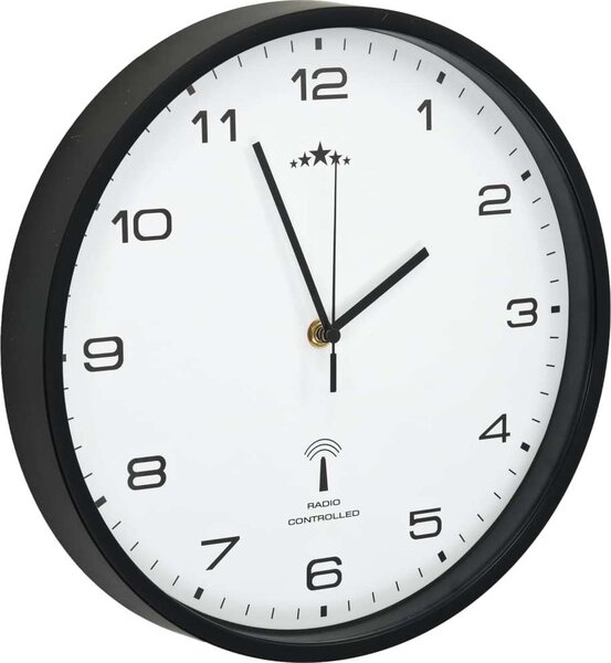 VidaXL Rádiem řízené nástěnné hodiny se strojkem Quartz 31 cm [50616] Barva: Bílá a černá