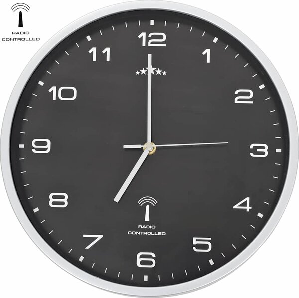 VidaXL Rádiem řízené nástěnné hodiny se strojkem Quartz 31 cm [50616] Barva: Bílá a černá