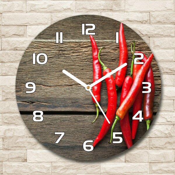 Skleněné hodiny kulaté Chilli papričky pl_zso_30_f_119501609