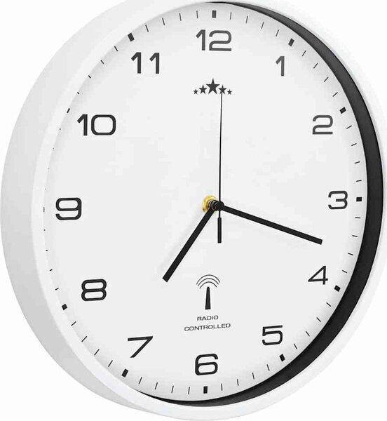 VidaXL Rádiem řízené nástěnné hodiny se strojkem Quartz 31 cm [50616] Barva: Bílá a černá