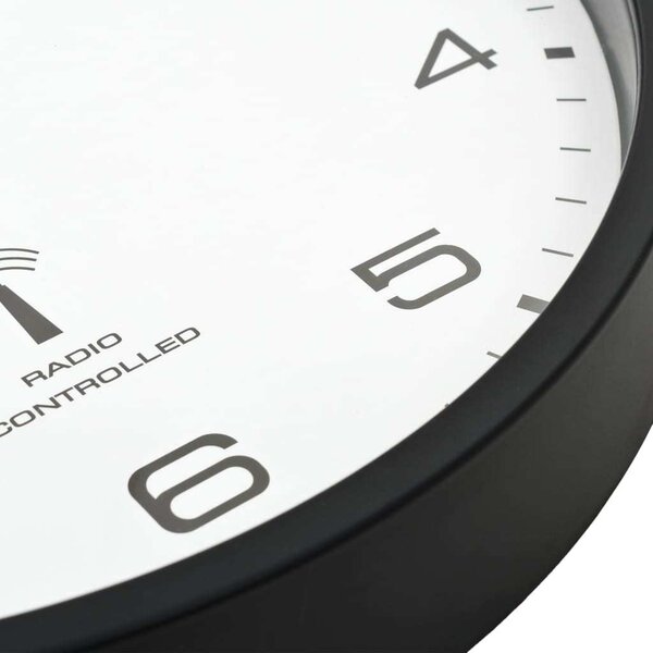 VidaXL Rádiem řízené nástěnné hodiny se strojkem Quartz 31 cm [50616] Barva: Bílá a černá