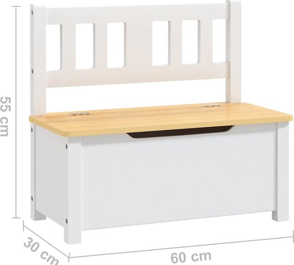 VidaXL Dětská úložná lavice 60 x 30 x 55 cm MDF [10408] Barva: Bílá a béžová