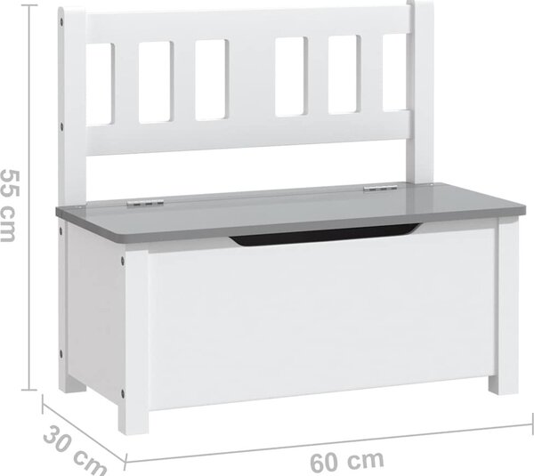 VidaXL Dětská úložná lavice 60 x 30 x 55 cm MDF [10408] Barva: Bílá a béžová