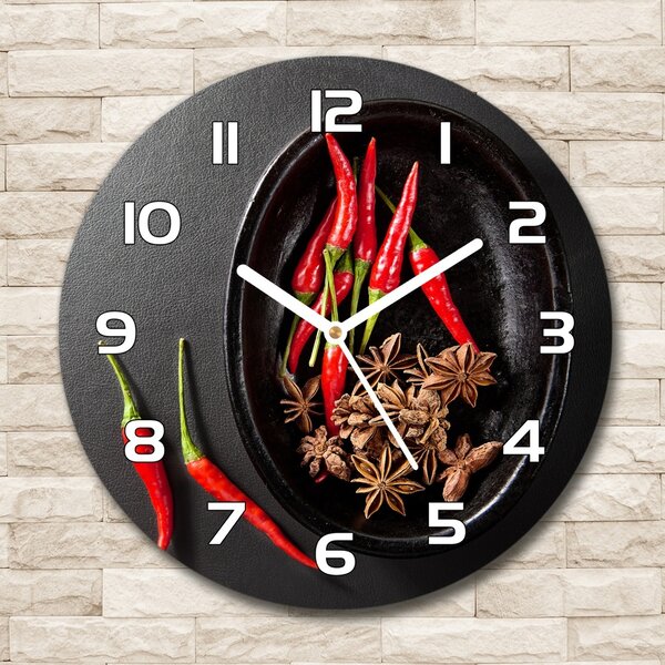 Skleněné hodiny kulaté Chilli papričky pl_zso_30_f_121359221