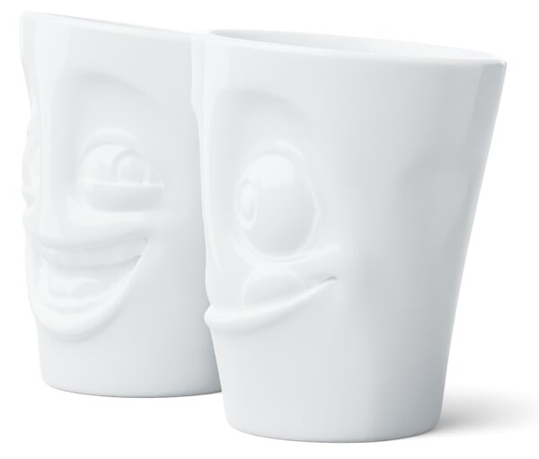 Sada hrnku bez ucha "Žertující & Olizující se" v bílé barvě, 350 ml