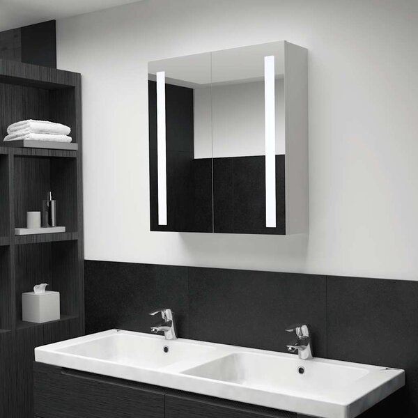 VidaXL LED koupelnová skříňka se zrcadlem 62 x 14 x 60 cm [326521] Barva: bílá a stříbrná