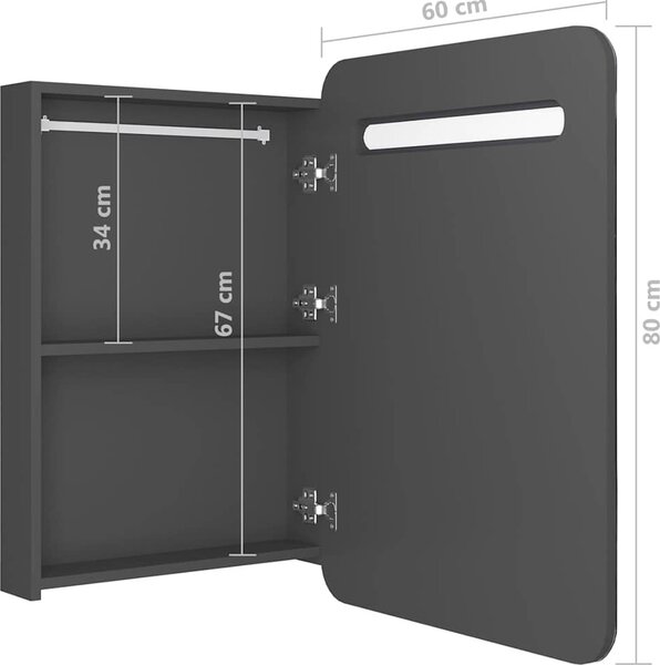 VidaXL LED koupelnová skříňka se zrcadlem 60 x 11 x 80 cm [326509] Barva: Černá