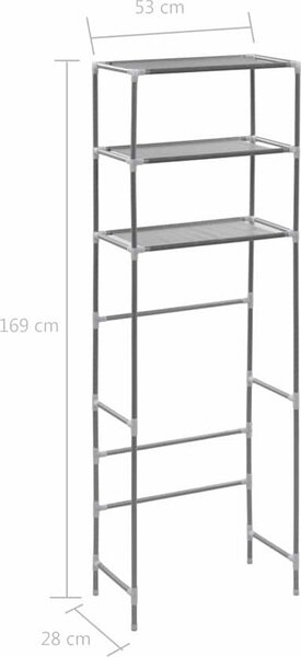 VidaXL 3patrový úložný regál nad WC 53 x 28 x 169 cm [282464] Barva: Černá