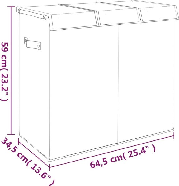 VidaXL Skládací koš na prádlo šedý 64,5x34,5x59 cm umělá lněná tkanina [351041]