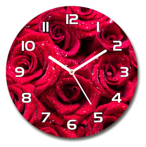 Skleněné hodiny kulaté Kapky na růžích pl_zso_30_f_122317792
