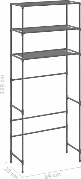 VidaXL 3patrový úložný regál nad pračku 69 x 28 x 169 cm [282465] Barva: Stříbrná