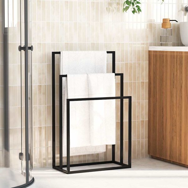 VidaXL Volně stojící stojan na ručníky 48 x 24 x 79 cm železo [343092] Barva: Černá