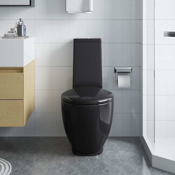 VidaXL Keramické WC kombi kulaté spodní odpad [3059888] Barva: Černá