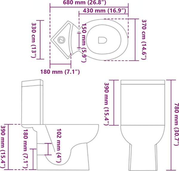 VidaXL Keramická toaleta rohová [141134] Barva: Černá