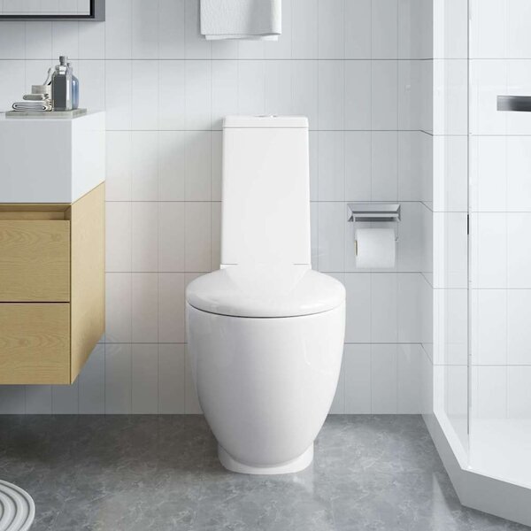 VidaXL Keramické WC kombi kulaté spodní odpad [3059888] Barva: Černá