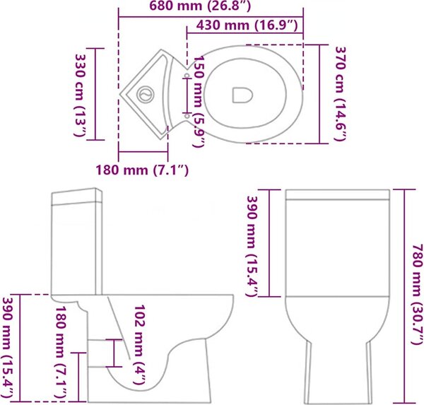 VidaXL Keramická toaleta rohová [141134] Barva: Černá