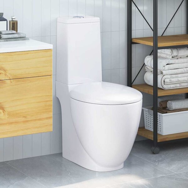 VidaXL Keramické WC kombi kulaté spodní odpad [3059888] Barva: Černá