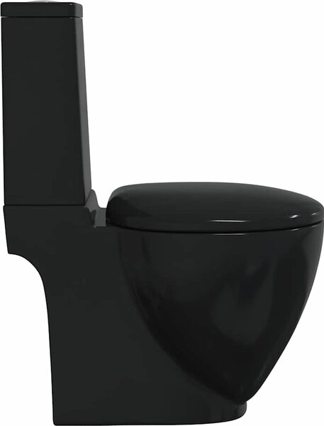 VidaXL Keramické WC kombi kulaté spodní odpad [3059888] Barva: Černá